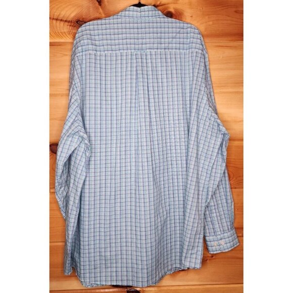 Saddlebred Easy Care Gray Teal Plaid Lightweight Button Down Mens 3XTL - Picture 5 of 16